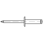 Offene Blindniete (Alu leg.) mit Sollbruchdorn (Alu leg.) mit gr. Flachkopf (Ø = 9,5) ~DIN 7337