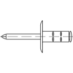 Offene Blindniete (ALU leg.) mit Sollbruchdorn (A 2) gr. Flachkopf mit Mehrbereichsschaft