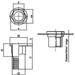 Nietmutter, Einnietmutter, Flachkopf, Teilsechskantschaft offen.