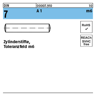 DIN 7 A 1 m6 Zylinderstifte, Toleranzfeld m6 - Abmessung: 6 m6 x 36, Inhalt: 200 Stück