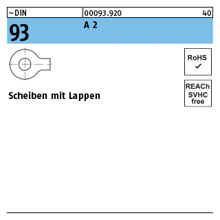 ~DIN 93 A 2 Scheiben mit Lappen - Abmessung: 4,3, Inhalt: 50 Stück