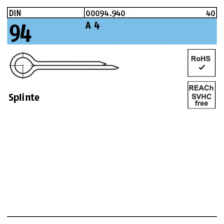 DIN 94 A 4 Splinte - Abmessung: 2,5 x 20, Inhalt: 100 Stück