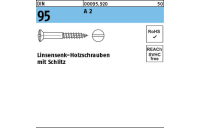 DIN 95 A 2 Linsensenk-Holzschrauben mit Schlitz - Abmessung: 4 x 25, Inhalt: 200 Stück