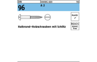 DIN 96 A 2 Halbrund-Holzschrauben mit Schlitz - Abmessung: 2,5 x 20, Inhalt: 200 Stück