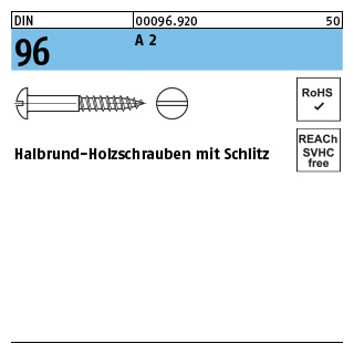 DIN 96 A 2 Halbrund-Holzschrauben mit Schlitz - Abmessung: 3 x 35, Inhalt: 200 Stück