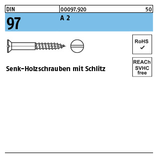 DIN 97 A 2 Senk-Holzschrauben mit Schlitz - Abmessung: 3,5 x 25, Inhalt: 200 Stück