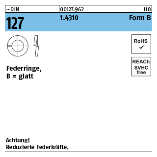 ~DIN 127 1.4310 Form B Federringe, glatt - Abmessung: B 2,6, Inhalt: 1000 Stück