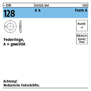 ~DIN 128 A 4 Form A Federringe, gewölbt - Abmessung: A 2,2, Inhalt: 1000 Stück