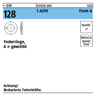 ~DIN 128 1.4310 Form A Federringe, gewölbt - Abmessung: A 3, Inhalt: 1000 Stück