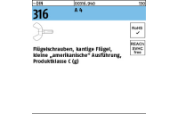 ~DIN 316 A 4 Flügelschrauben, kantige Flügel amerikanische Ausf., Produktklasse C - Abmessung: M 6 x 20, Inhalt: 100 Stück