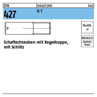 DIN 427 A 1 Schaftschrauben mit Kegelkuppe und Schlitz - Abmessung: M 3 x 8, Inhalt: 100 Stück