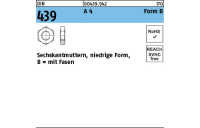 DIN 439 A 4 Form B Sechskantmuttern, niedrige Form, mit Fasen - Abmessung: BM 2,5, Inhalt: 100 Stück