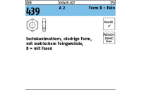 DIN 439 A 2 Form B Fein Sechskantmuttern, niedrige Form, mit metrischem Feingewinde, mit Fasen - Abmessung: BM 8 x 1, Inhalt: 100 Stück