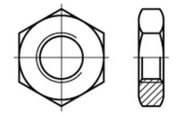 DIN 439 A 2 Form B Fein Sechskantmuttern, niedrige Form, mit metrischem Feingewinde, mit Fasen - Abmessung: BM 10 x 1, Inhalt: 50 Stück