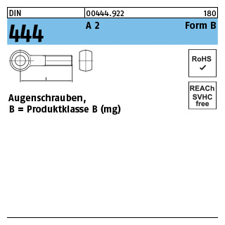DIN 444 A 2 Form B Augenschrauben, Produktklasse B (mg) - Abmessung: BM 12 x 140, Inhalt: 10 Stück
