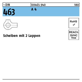 ~DIN 463 A 4 Scheiben mit 2 Lappen - Abmessung: 8,4, Inhalt: 25 Stück