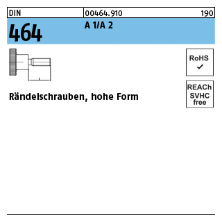 DIN 464 A 1/A 2 Rändelschrauben, hohe Form - Abmessung: M 3 x 6, Inhalt: 25 Stück