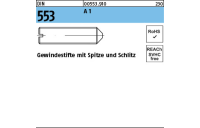 DIN 553 A 1 Gewindestifte mit Spitze und Schlitz - Abmessung: M 2,5 x 8, Inhalt: 50 Stück