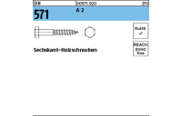 DIN 571 A 2 Sechskant-Holzschrauben - Abmessung: 5 x 45, Inhalt: 100 Stück