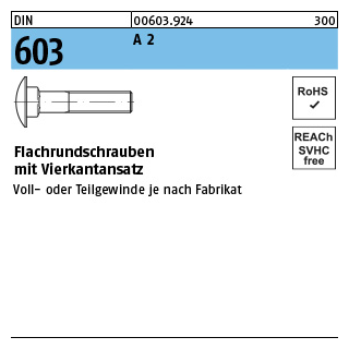 DIN 603 A 2 Flachrundschrauben mit Vierkantansatz - Abmessung: M 5 x 70, Inhalt: 100 Stück