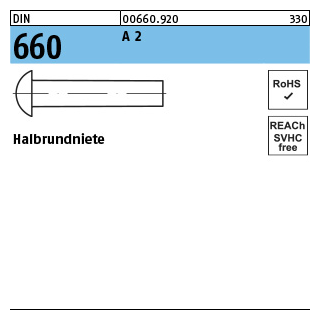 DIN 660 A 2 Halbrundniete - Abmessung: 4 x 25, Inhalt: 100 Stück