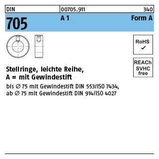 ~DIN 705 A 1 Form A Stellringe, leichte Reihe, mit Gewindestift - Abmessung: A 12 x 22 x 12, Inhalt: 10 Stück