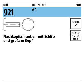 DIN 921 A 1 Flachkopfschrauben mit Schlitz und großem Kopf - Abmessung: M 4 x 10, Inhalt: 100 Stück