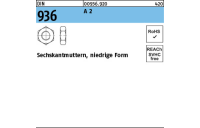 DIN 936 A 2 Sechskantmuttern, niedrige Form - Abmessung: M 8, Inhalt: 100 Stück