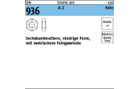 DIN 936 A 2 Fein Sechskantmuttern, niedrige Form mit metrischem Feingewinde - Abmessung: M 10 x 1, Inhalt: 50 Stück