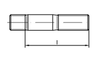 DIN 939 A 2 Stiftschrauben, Einschraubende = 1,25 d - Abmessung: M 6 x 20, Inhalt: 25 Stück