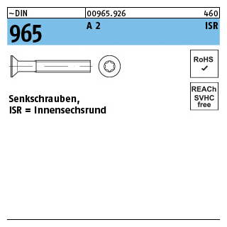 ~DIN 965 A 2 ISR Senkschrauben, mit Innensechsrund - Abmessung: M 1,6 x 3 -T5, Inhalt: 1000 Stück