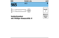 DIN 965 A 2 H Senkschrauben mit Phillips-Kreuzschlitz H - Abmessung: M 2 x 20 -H, Inhalt: 1000 Stück