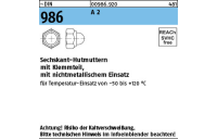 ~DIN 986 A 2 Sechskant-Hutmuttern mit Klemmteil mit nichtmetallischem Einsatz - Abmessung: M 10 SW 17, Inhalt: 100 Stück