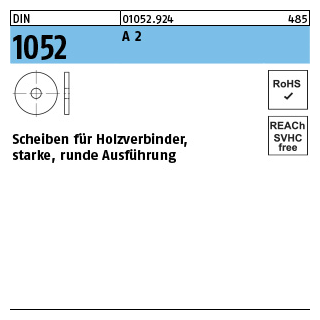 DIN 1052 A 2 Scheiben für Holzverbinder, starke, runde Ausführung - Abmessung: 18 x 68 x 6, Inhalt: 25 Stück