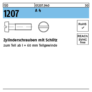 ISO 1207 A 4 Zylinderschrauben mit Schlitz - Abmessung: M 3 x 14, Inhalt: 200 Stück