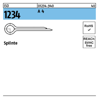 ISO 1234 A 4 Splinte - Abmessung: 1,6 x 32, Inhalt: 100 Stück