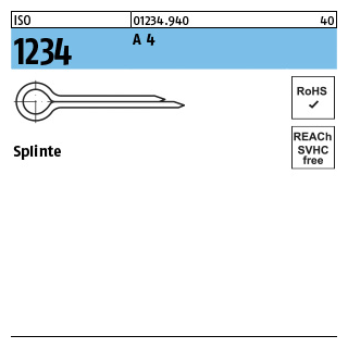 ISO 1234 A 4 Splinte - Abmessung: 2 x 10, Inhalt: 100 Stück