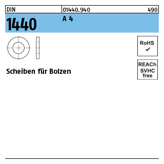 DIN 1440 A 4 Scheiben für Bolzen - Abmessung: 14 x 28 x 3, Inhalt: 100 Stück