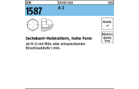 DIN 1587 A 2 Sechskant-Hutmuttern, hohe Form - Abmessung: M 4, Inhalt: 1000 Stück