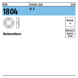 DIN 1804 A 2 Nutmuttern - Abmessung: M 16 x 1,5, Inhalt: 10 Stück