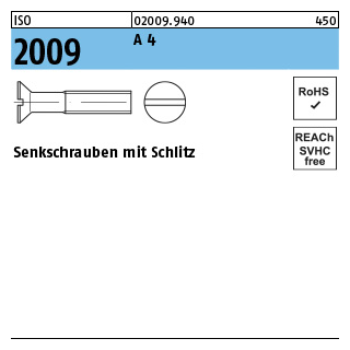 ISO 2009 A 4 Senkschrauben mit Schlitz - Abmessung: M 6 x 30, Inhalt: 200 Stück