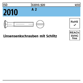 ISO 2010 A 2 Linsensenkschrauben mit Schlitz - Abmessung: M 4 x 6, Inhalt: 200 Stück