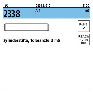 ISO 2338 A 1 m6 Zylinderstifte, Toleranzfeld m6 - Abmessung: 1,5 m6 x 3, Inhalt: 500 Stück