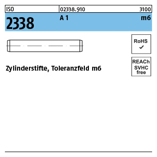 ISO 2338 A 1 m6 Zylinderstifte, Toleranzfeld m6 - Abmessung: 8 m6 x 30, Inhalt: 100 Stück
