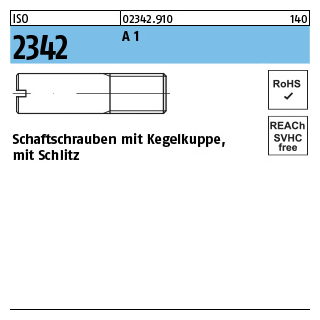 ISO 2342 A 1 Schaftschrauben mit Kegelkuppe und Schlitz - Abmessung: M 5 x 10, Inhalt: 100 Stück