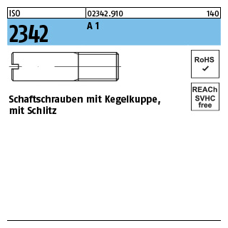 ISO 2342 A 1 Schaftschrauben mit Kegelkuppe und Schlitz - Abmessung: M 10 x 30, Inhalt: 100 Stück