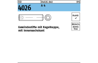 ISO 4026 A 4 Gewindestifte mit Kegelkuppe und Innensechskant - Abmessung: M 3 x 6, Inhalt: 500 Stück