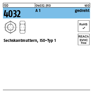 ISO 4032 A 1 gedreht Sechskantmuttern, ISO-Typ 1 - Abmessung: M 1,6, Inhalt: 500 Stück