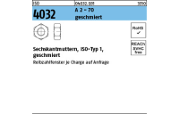 ISO 4032 A 2 - 70 geschmiert Sechskantmuttern, ISO-Typ 1 - Abmessung: M 12, Inhalt: 250 Stück