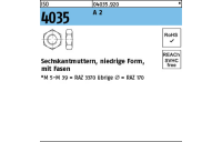 ISO 4035 A 2 Niedrige Sechskantmuttern mit Fasen - Abmessung: M 3, Inhalt: 100 Stück